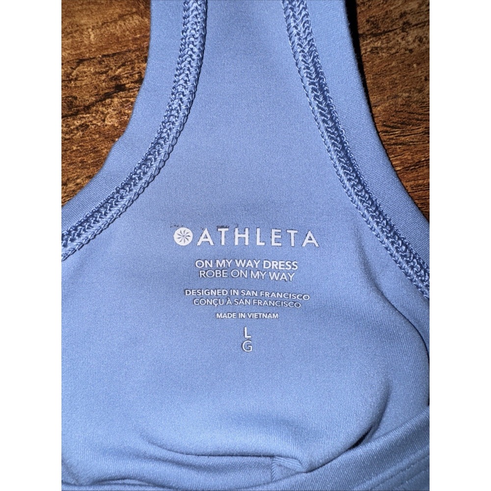 Athleta On My Way Dress Blue Racerback Athleisure Dress Size Large - Picture 3 of 6